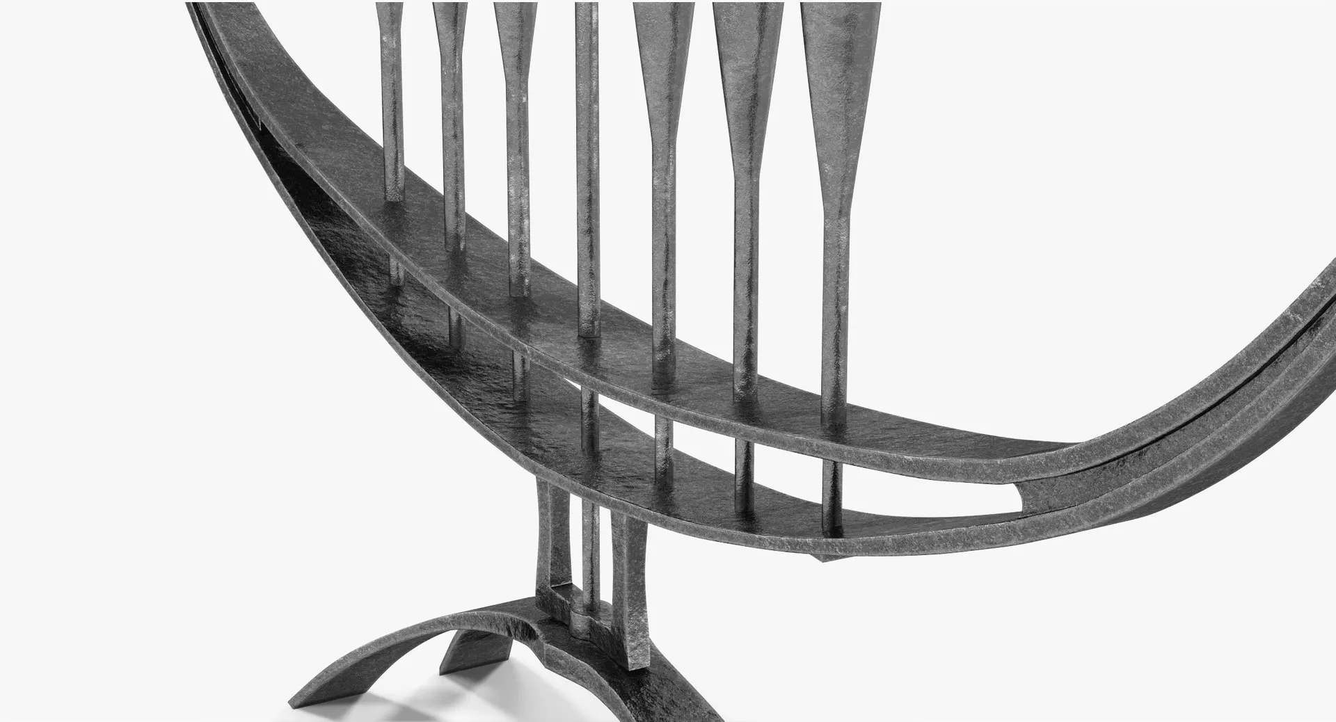 Antique Vintage Judaica Hanukkah Hand Forging Menorah Iron Hammered Elegant Design Hanukkiah Black Jewish Nine Branch Style