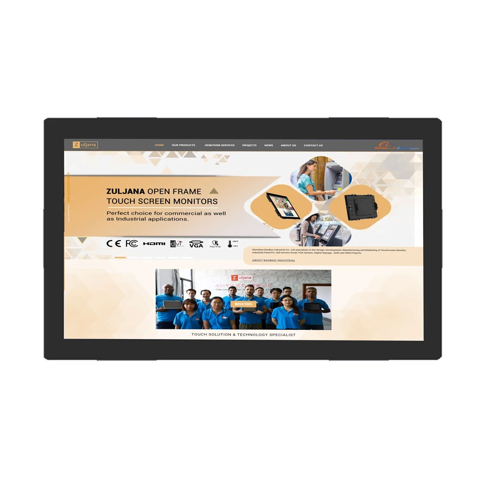 27  inch IP 65 Waterproof  display embedded Capacitive Open Frame touch screen monitor for ATM kiosk