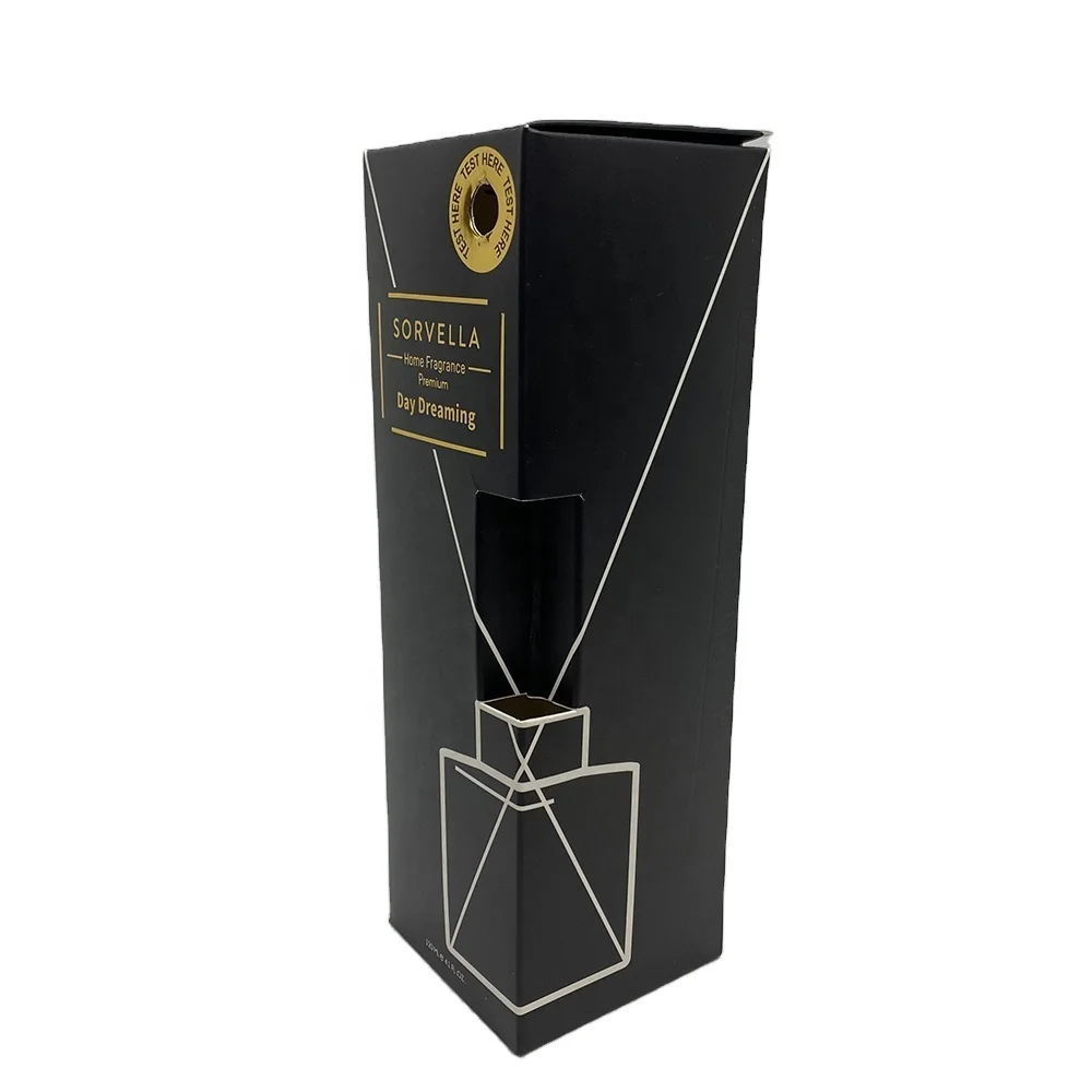 Ambient Scent Box With Customized Window Bottle Box Elegant Texture And Pattern Printed Black Best Selling Cheap Price