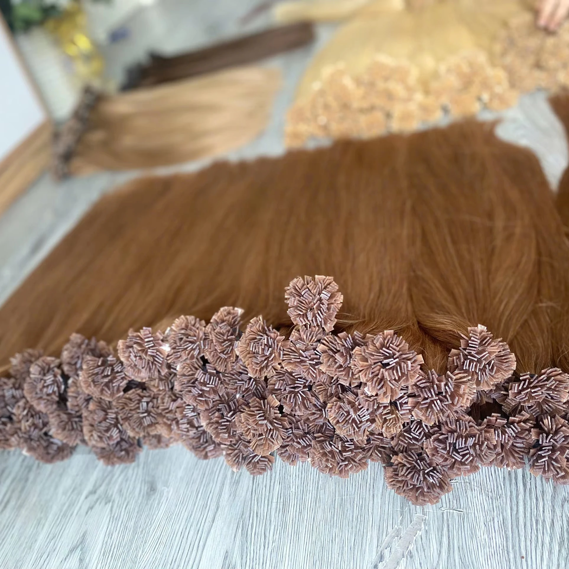 Hot Sale 100g Factory Wholesale 100% Remy Human Hair Extensions Virgin Straight Hair Dyed Flat Tip Hair Extension for Salons