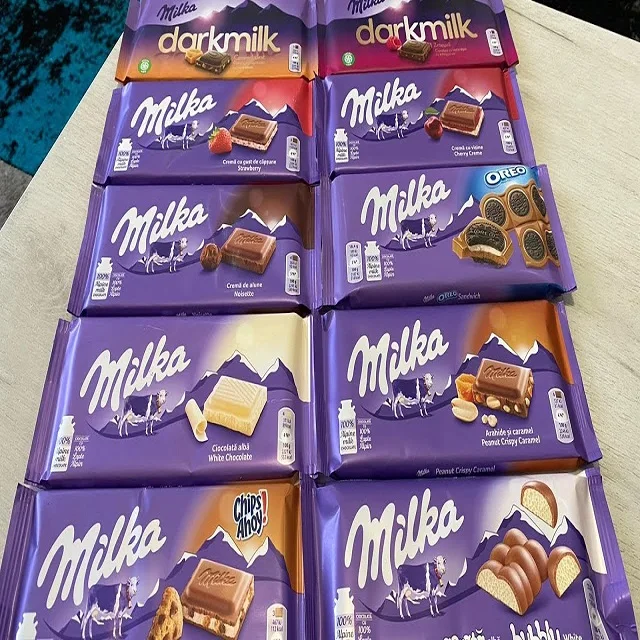 Различные шоколадные сорта Milka в продаже