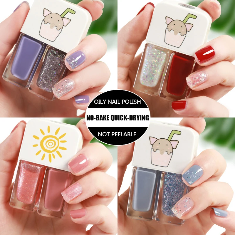 OEM Wholesale oily nail polish twins set 8ml Vegan Gel Nail Polish free Harmful Chemicals bright oil Private Label