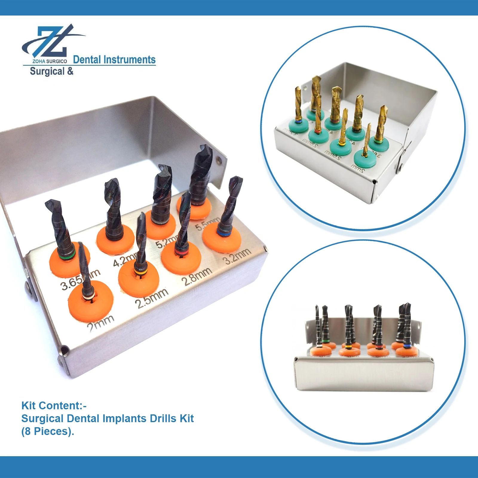 8 шт. набор зубных хирургических Сверл с титановым покрытием