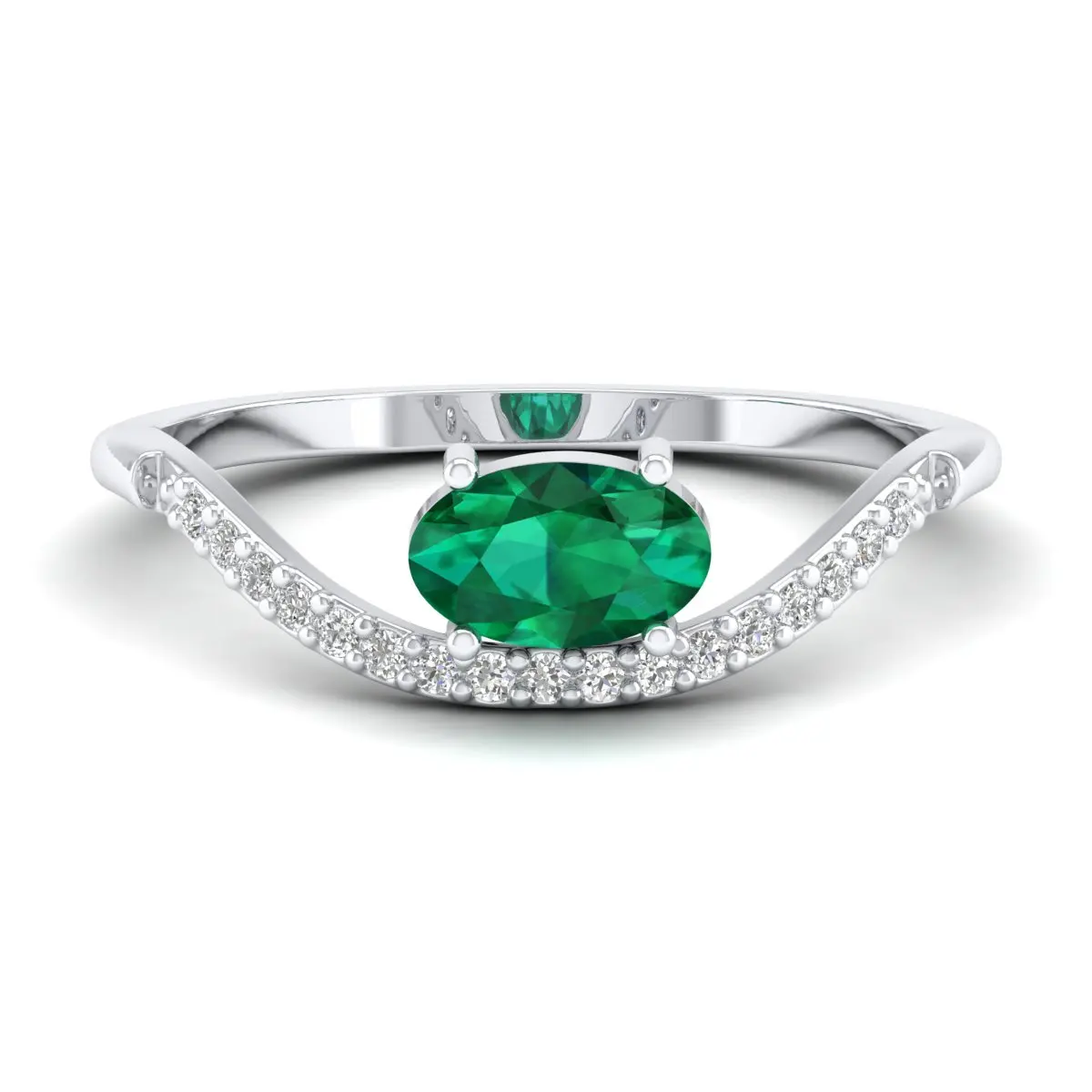 REYES Premium Quality Solid 14K White Gold Moissanite Rings Fashionable Emerald Gemstone Wedding Anniversary Gift Jewelry