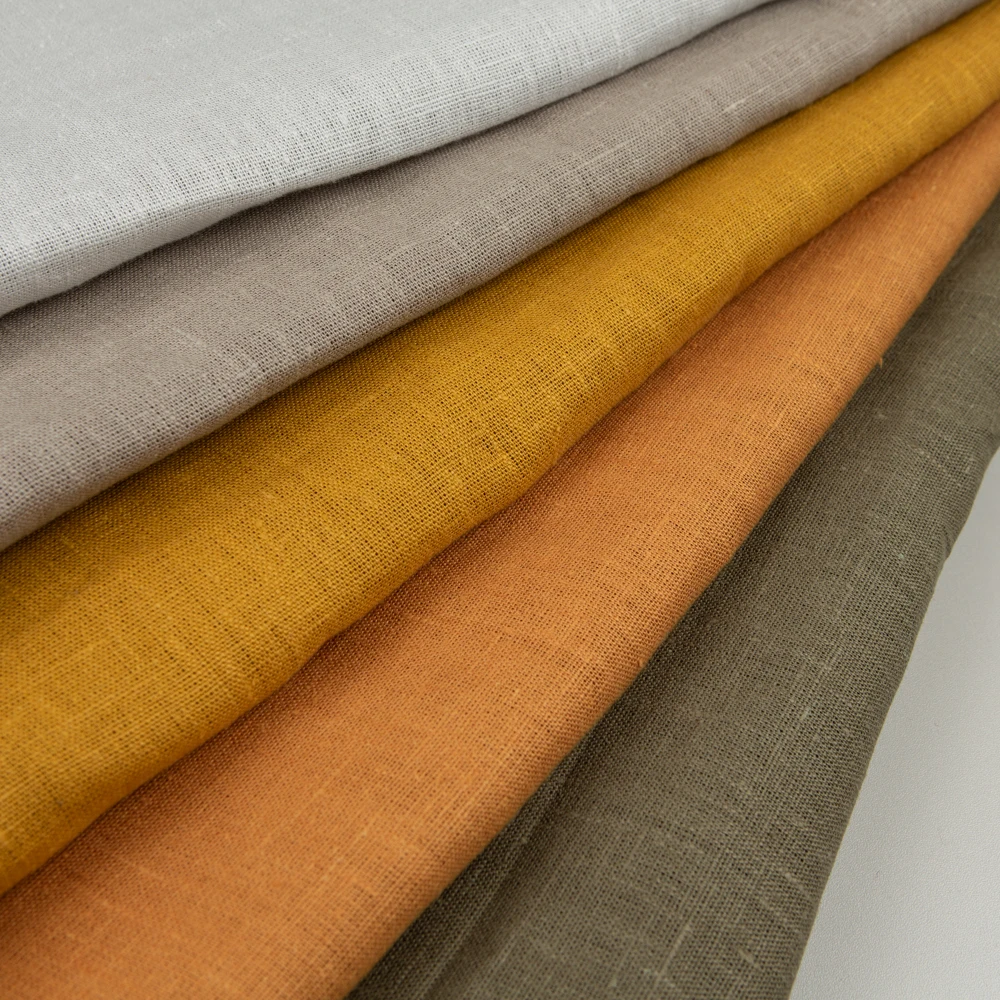 260 GSM 100% льняная окрашенная ткань высокого качества оптом простая в рулонах для одежды дышащая