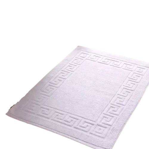 Factory Prices  Cotton Terry Bath Mats with Greek Border Design Bathroom Floor Mat / Easy Wash Bathroom Rug