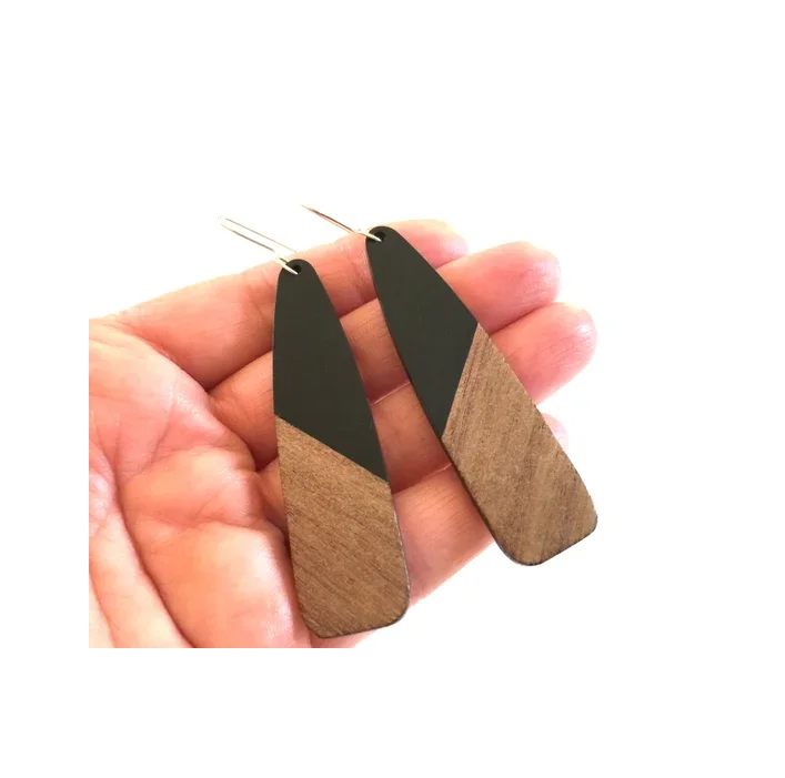 Round Wooden and resin Drop Earrings Boho Women Simple Colorful Resin Beads Pendant use for hot sale