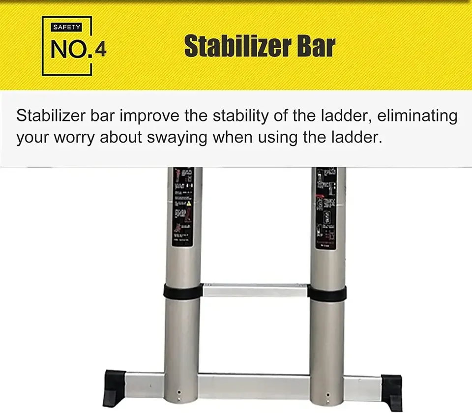 Aluminum single straight ladder with 10cm hook thickened portable telescopic ladder for household use