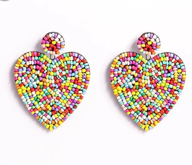 Water Melon Mardi Gras Embroidered Glass Beads Earrings