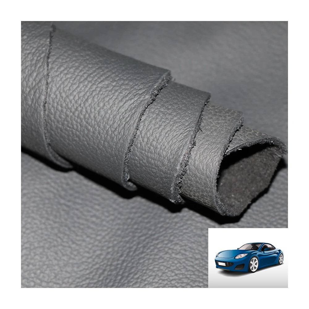 Super low price black real cowhide genuine leather oil wax full grain genuine leather for Audi and furniture