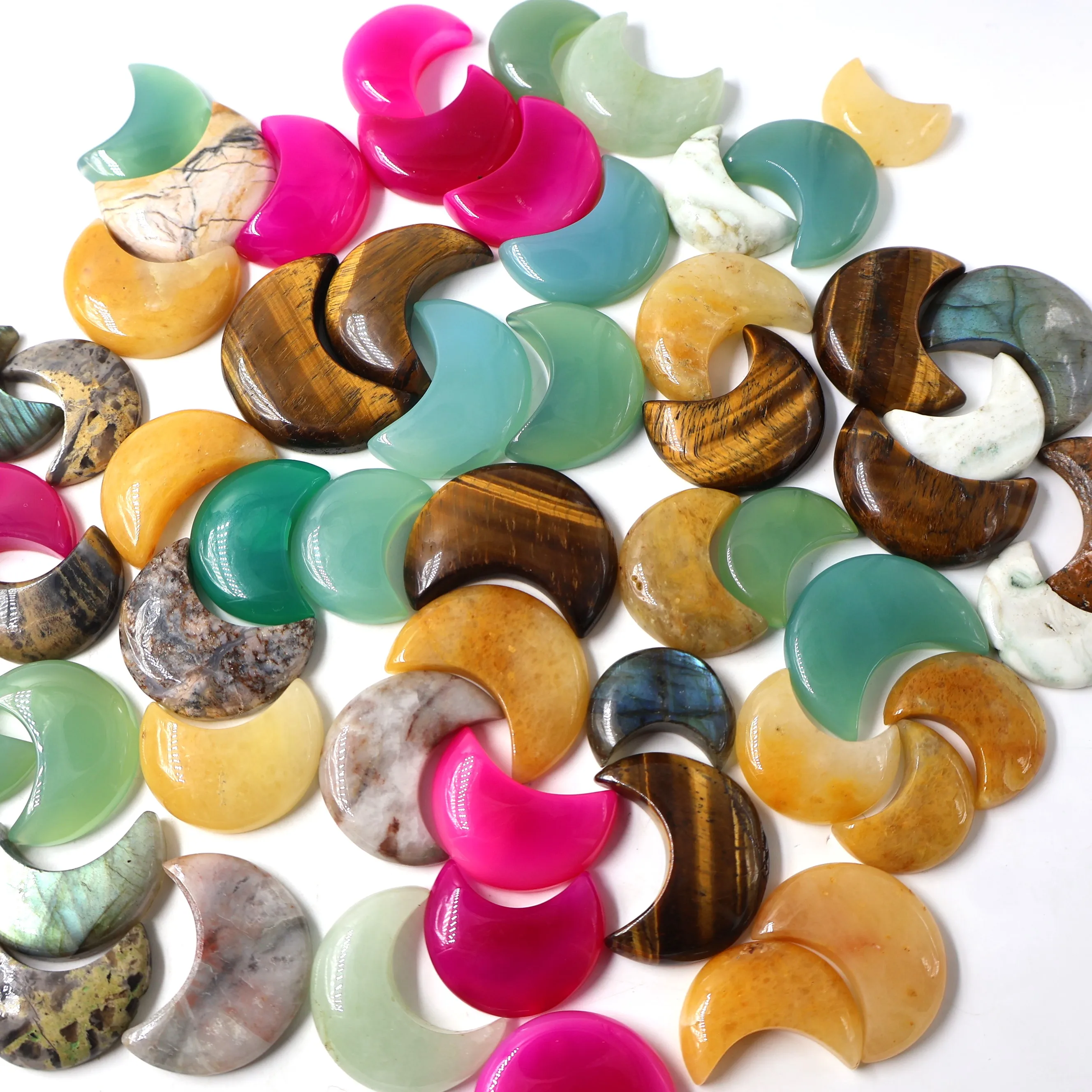 Best Quality Semi-Precious Moon Shape Natural Gemstone Jewelry Loose Hand Carved Half Moon Facets for Making Unique Pieces