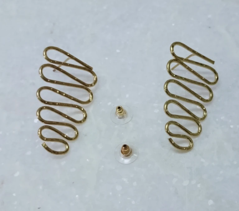 Brass Wire Gold Brass Post Earrings Fancy partywear Fashion Brass Metal Stud Earrings Black Antique gold