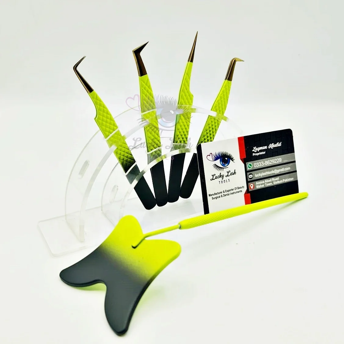 Green And Black Drop Color Combination with Butterfly Shape Mirror Eyelash Extension Tweezers Solid Stainless Steel Customized