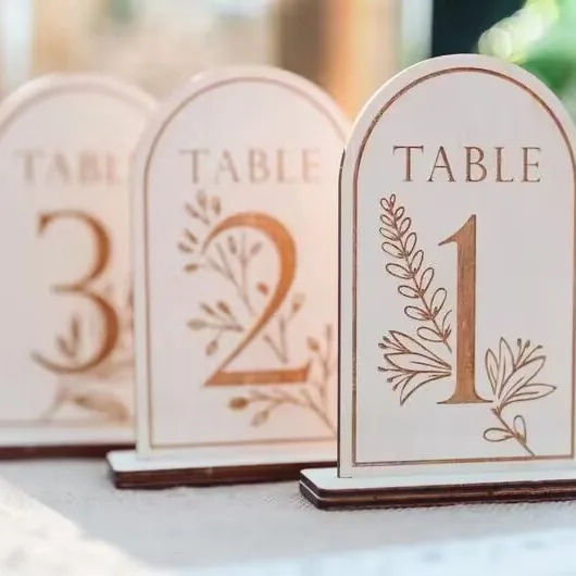 Custom Wedding Centerpieces Boho Table Number Stand Wooden Arch Wedding Table Number Sign Bar Menu Sign