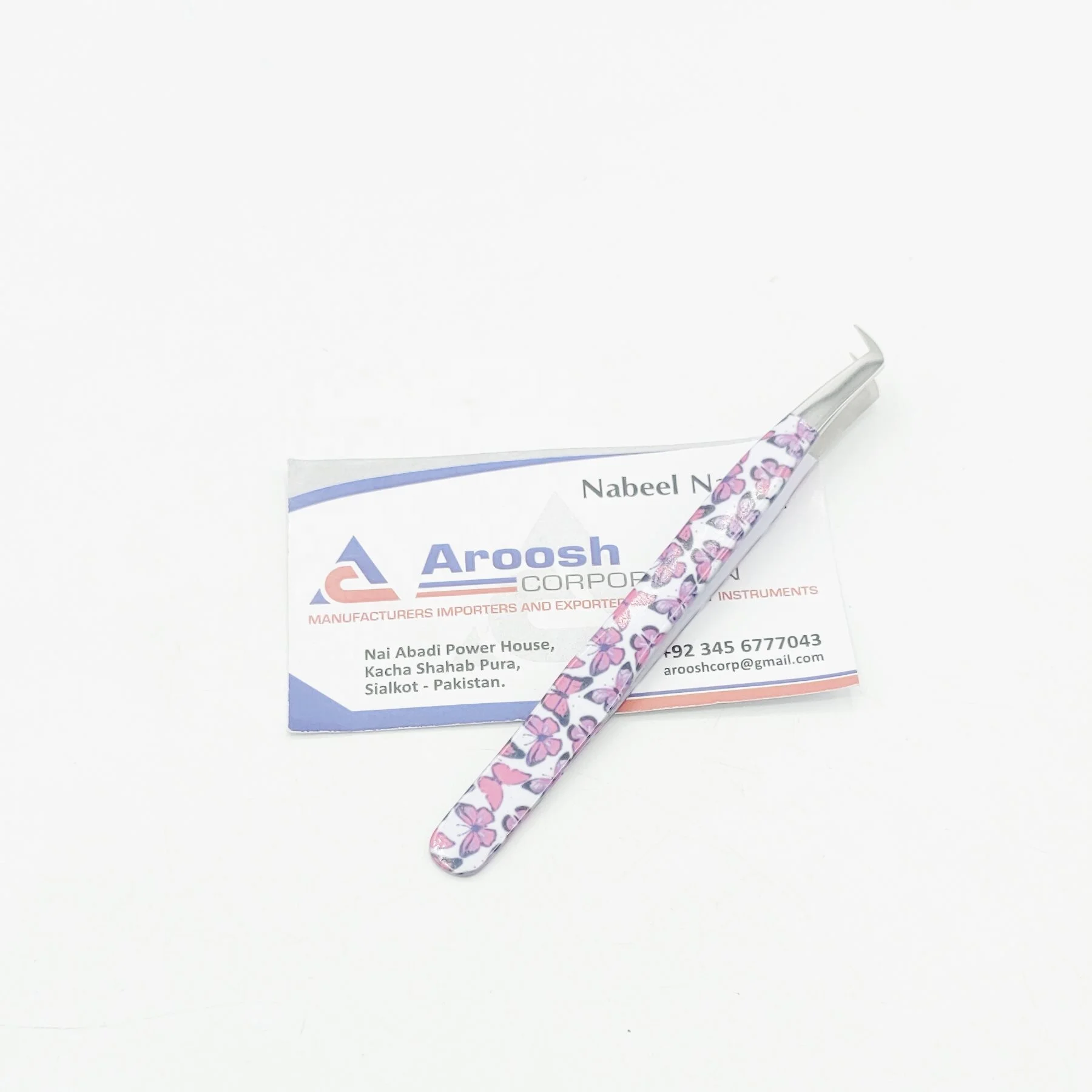 90 Degree Butterfly Paper Print Eyelash Extension Tweezers Wholesale High Quality Stainless steel  Eyelash Tweezers