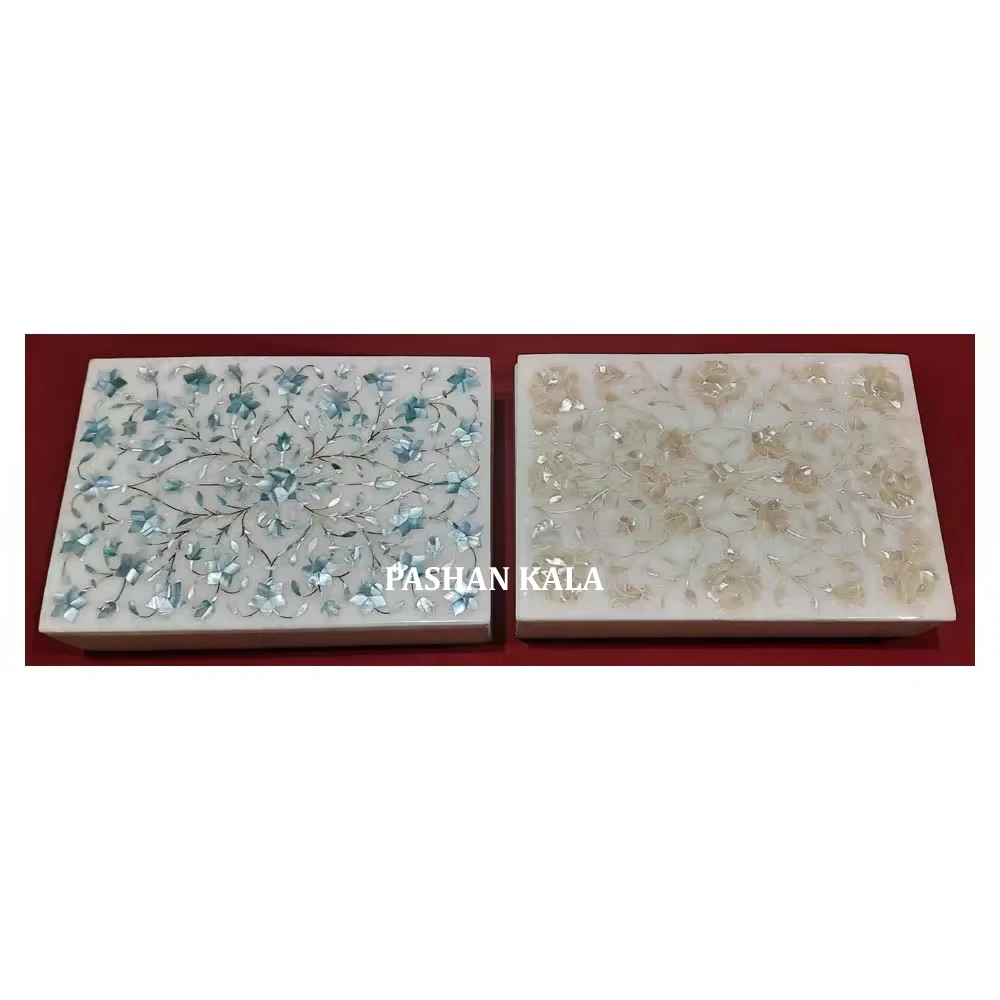 Вкладыши ящики для хранения ювелирных изделий фестивалей и торжеств великолепный высококачественный белый мрамор с зеленым белым жемчугом