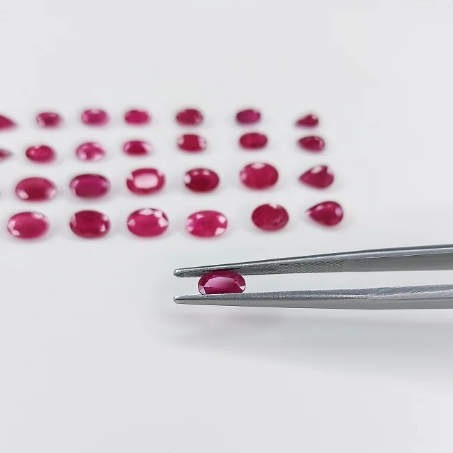 Top red color Ruby Burma Heat 3x4 3x5 mm Oval Fine Quality Calibrated Natural Ruby Burma Oval Pears for Jewelry