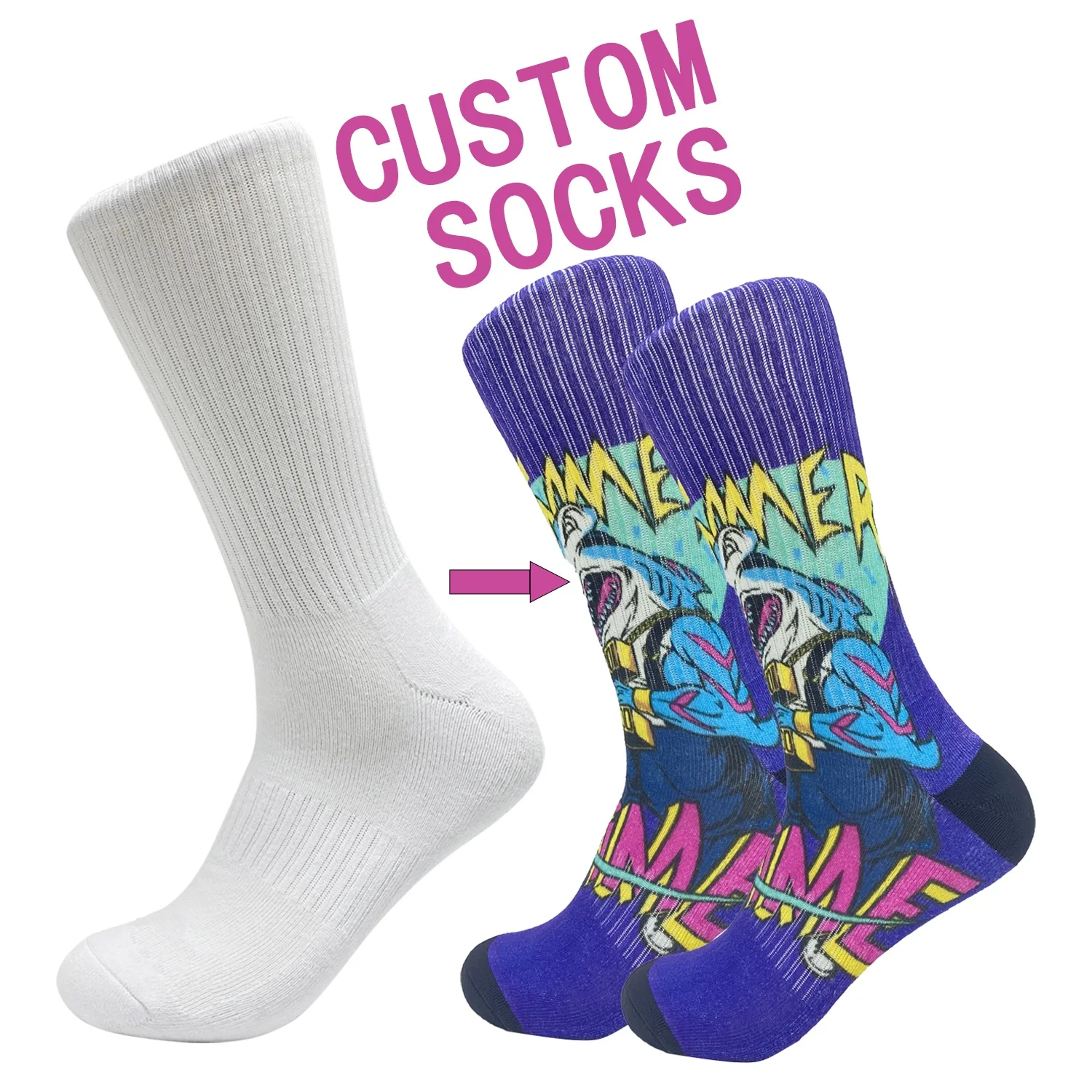 custom design outdoor waterproof Sublimation Socks Digital custom print cotton soft winter socks