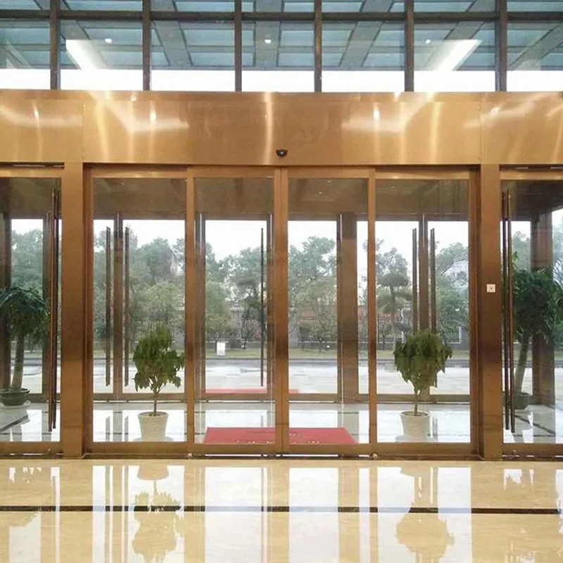 Cheap aluminium slide door soundproof storefront automatic sliding glass door system