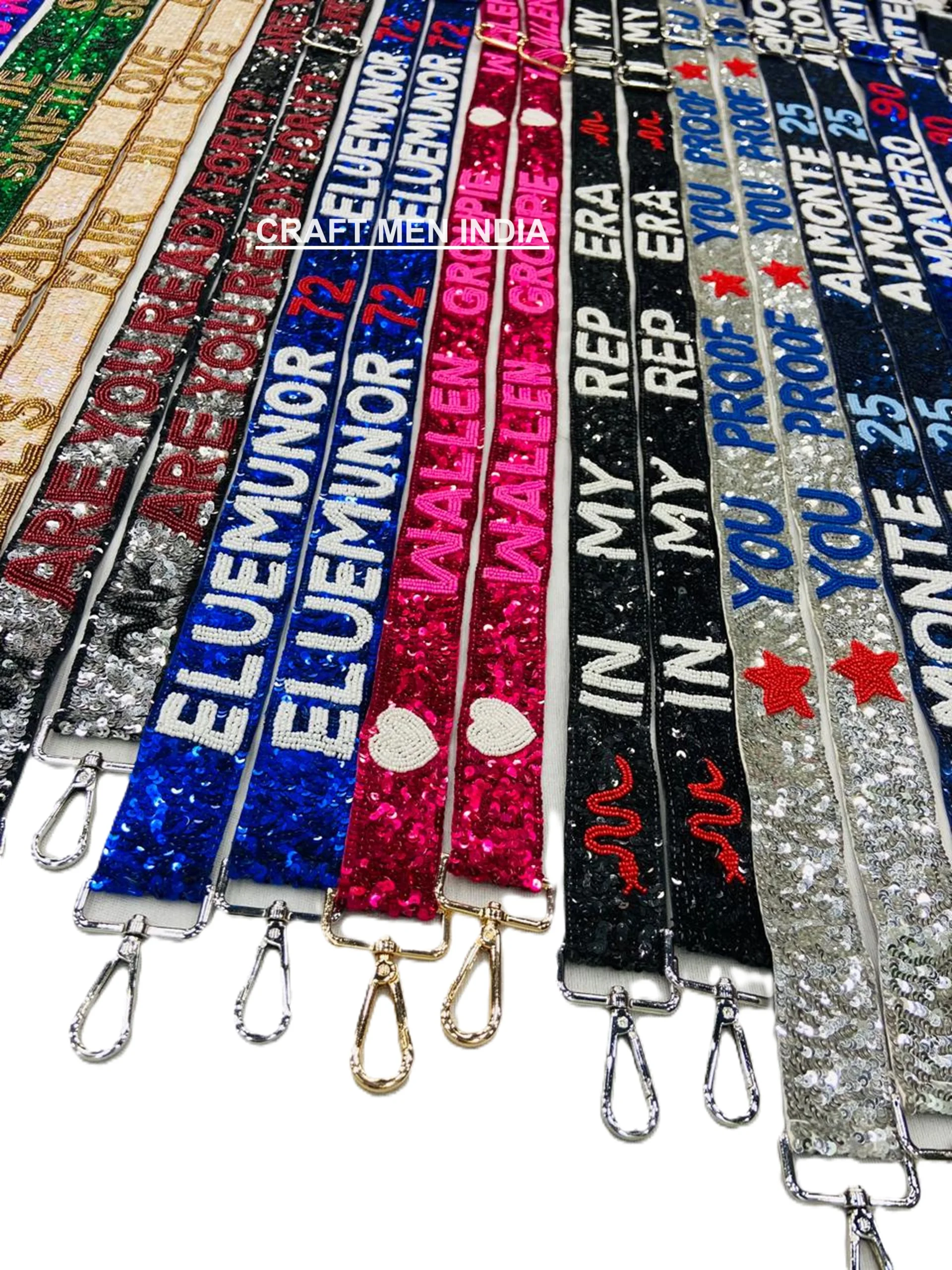 Hot Selling Beaded Strap with embellishments Fully heavy hand beaded strap for mobile phone and clutch purse cross body straps