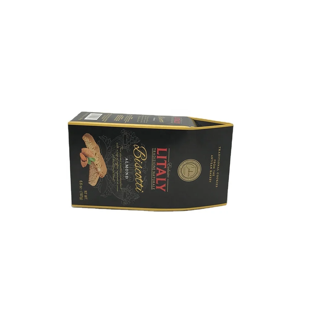 Black Cardboard Biscuit Box Custom Made food Packaging Material Package high Quality Printing