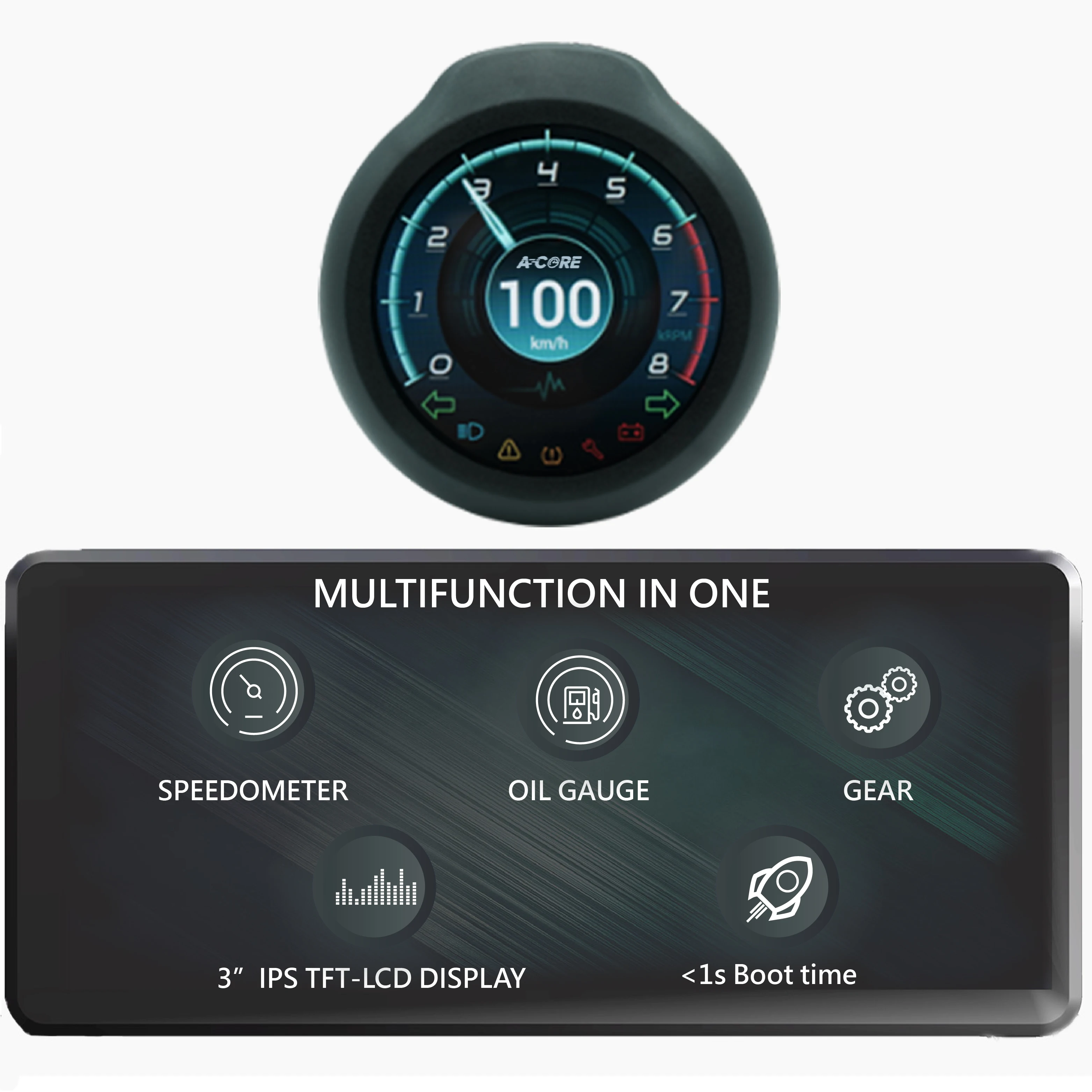 LCD Screen Meter Digital Motorcycle Odometer Multifunctional Gauge Backlight Waterproof Speedometer