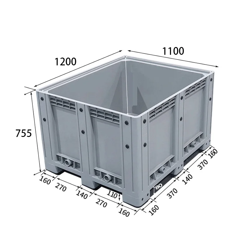 Best Selling Stackable Plastic Solid Pallet Box Heavy-Duty Plastic Mesh Stacking Bulk Container Fruit Pallet Box with Wheels