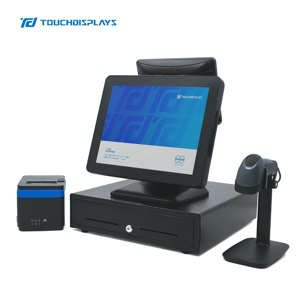 15 inch Caisse Enregistreur Pos system capacitive touch screen with customer display flat panel android pos all in one machine