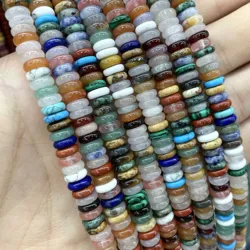 Wholesale 100% Natural Colorful Stone Spacer Loose Flat Beads Gemstone Strand For DIY Jewelry Making Charm Bracelet Necklace