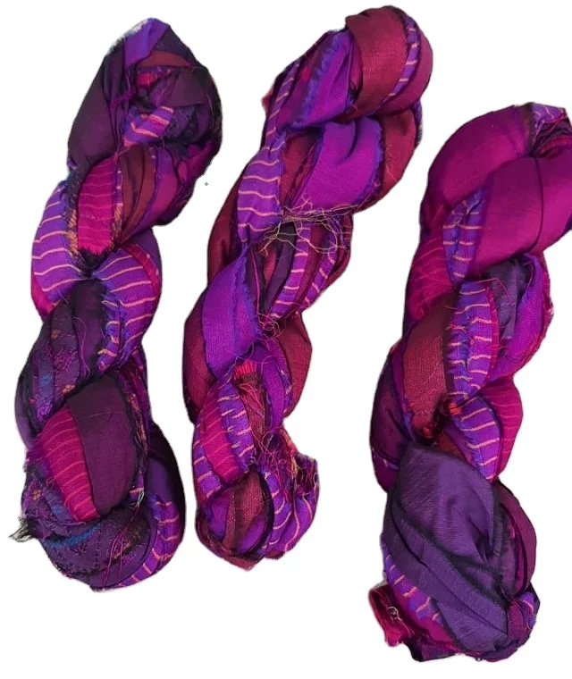 Wholesale Top Selling Recycled Silk Sari Fabric Yarn Dyed In Solid Colours Suitable For Fibre Stores