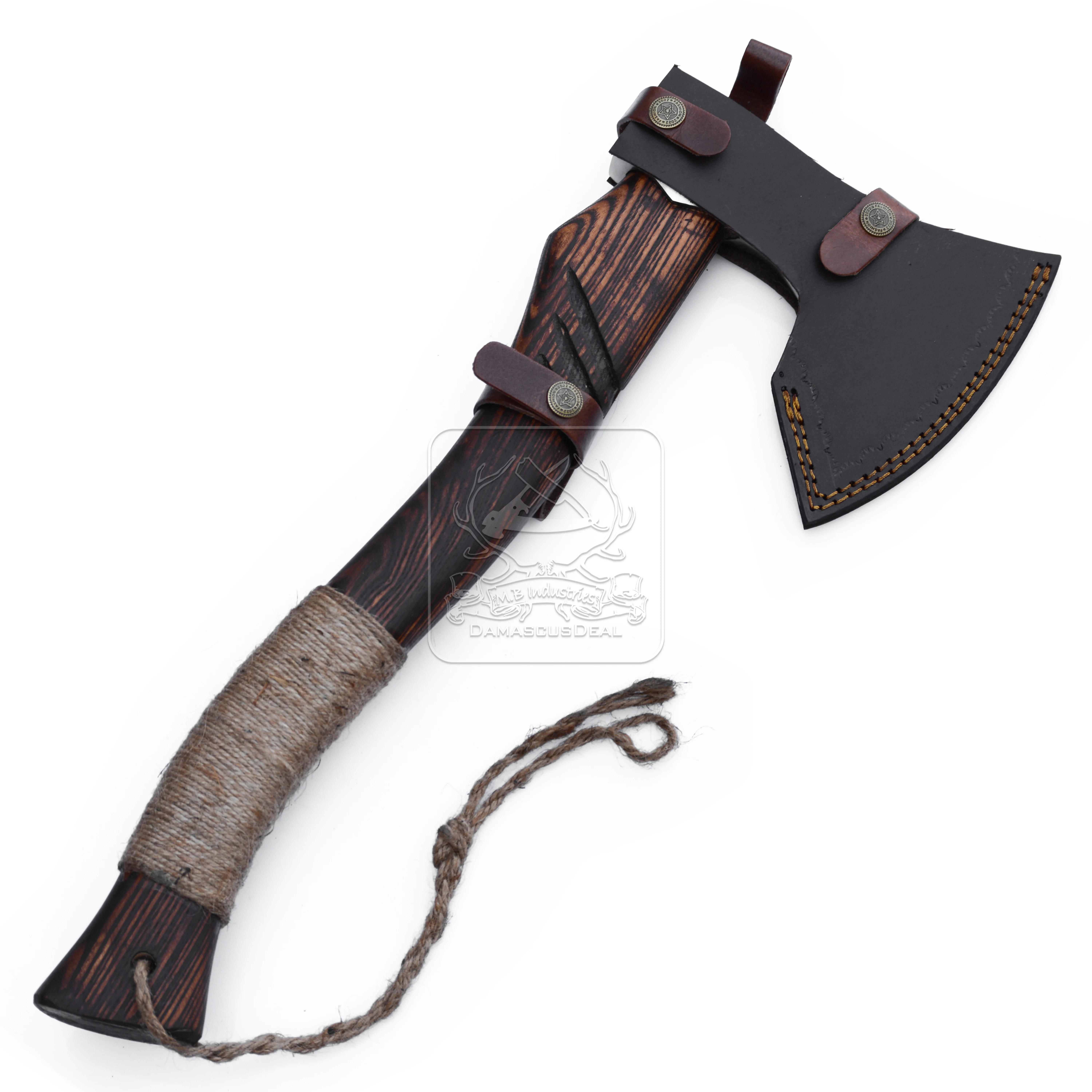 Viking Axe Tomahawk Hatchet DD-VikingAxe-139 handmade intricate etching designs on the bearded blade & engraved hardwood handle