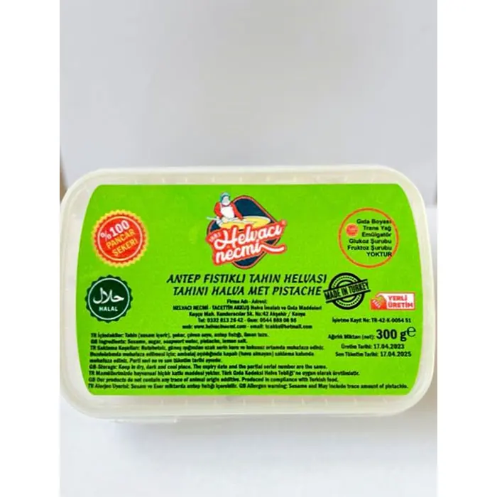 Tahini Halva with Pistache 300 gr Premium Quality Turkish Tahini Halva Does not contain preservatives and additives
