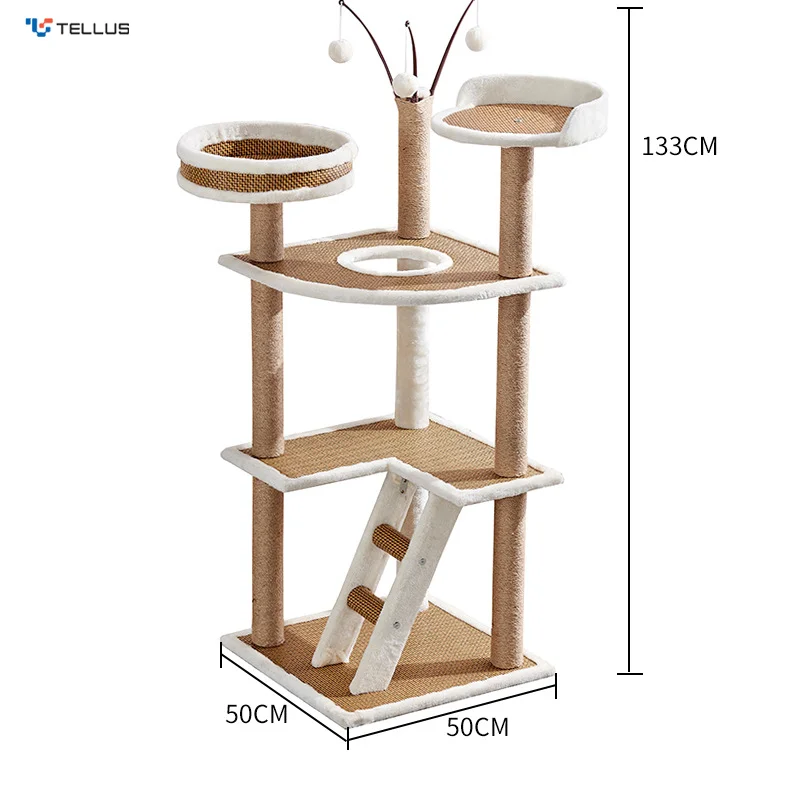High Quality Manufacturer Plush Cat Tree Customize Large Climbing Frame Scratcher Components Wholesale Wood Cat Tree House Tower