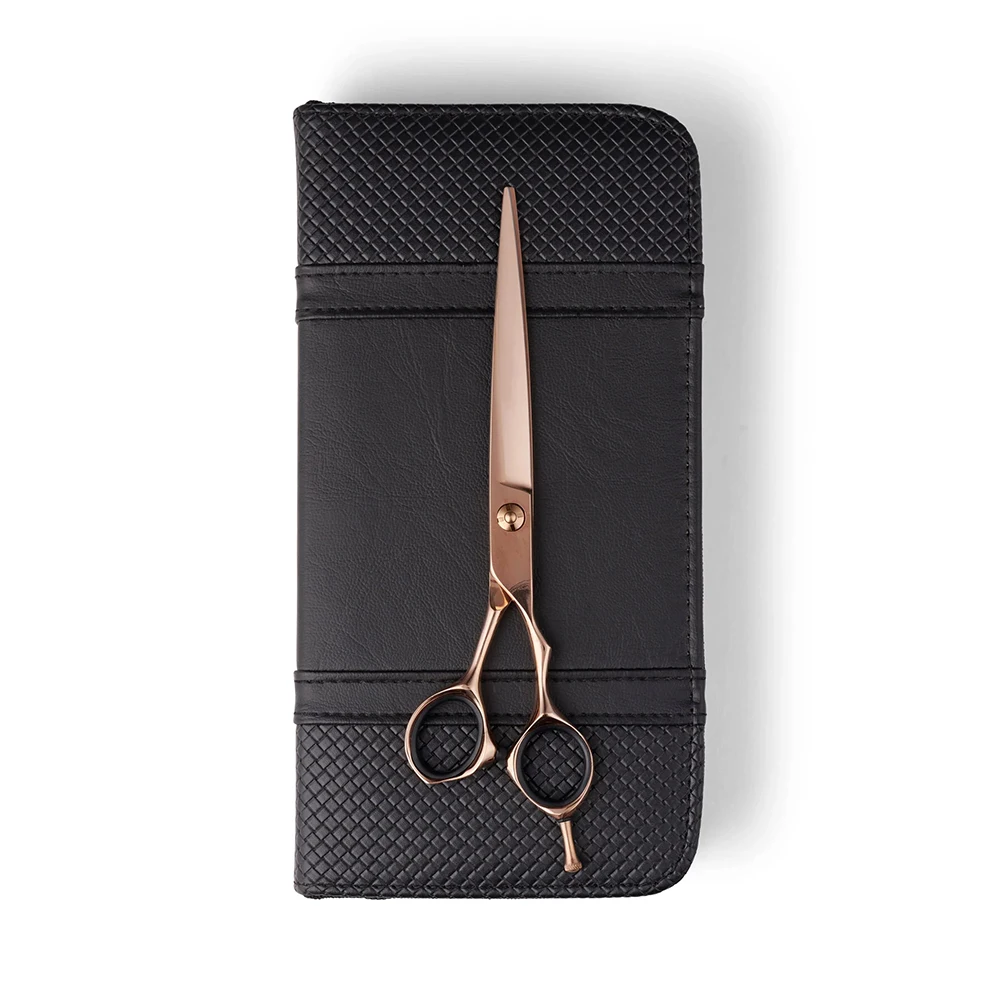 Japanese Barber Shears Stainless Steel Barber Scissors Roes Gold Color With Sharpe Razor Hot Sealing Shears For Salon