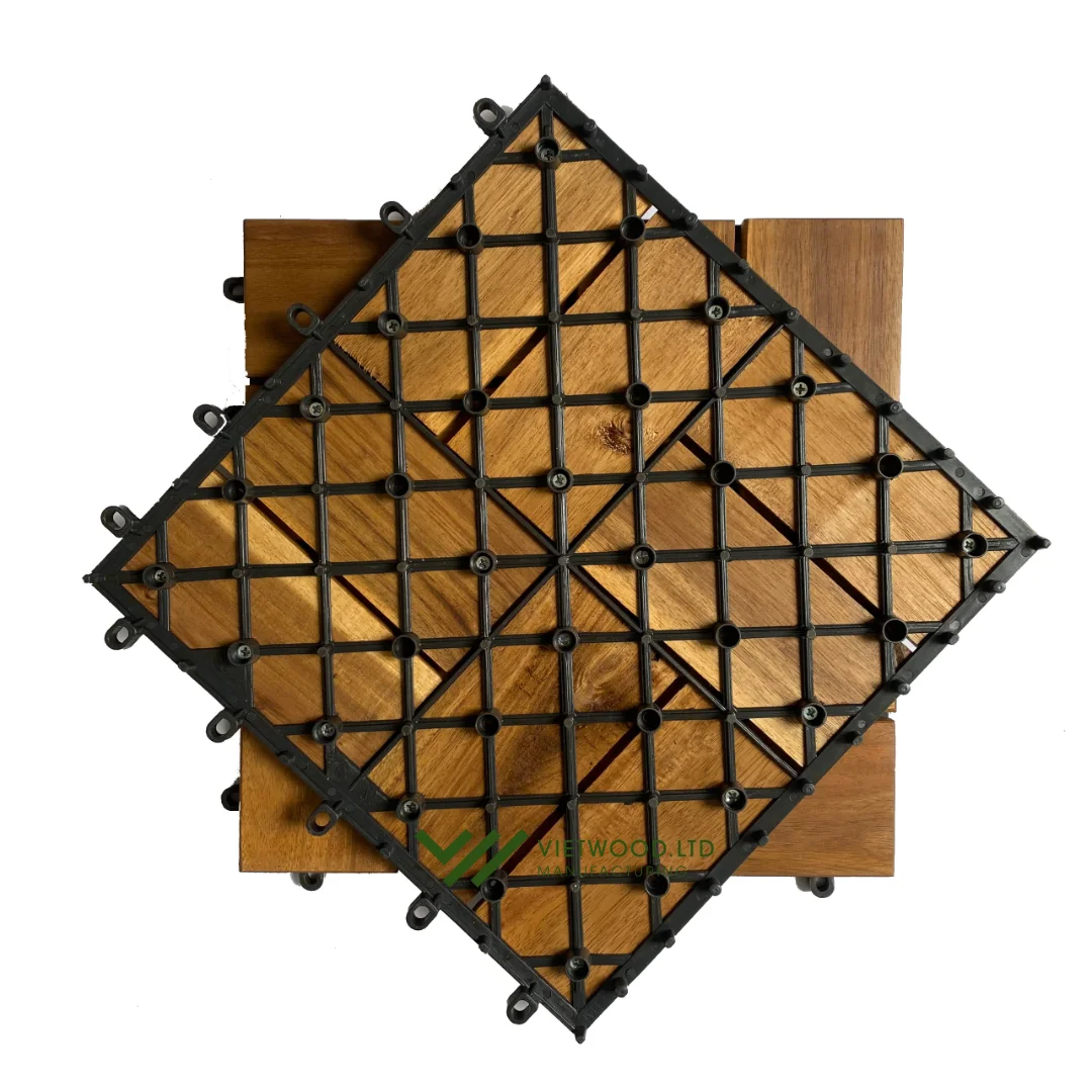 Contemporary 12-Slat Wood Composite Deck Tiles Easy-to-Install Interlocking Tiles Outdoor Balcony Patio Flooring Do-It-Yourself