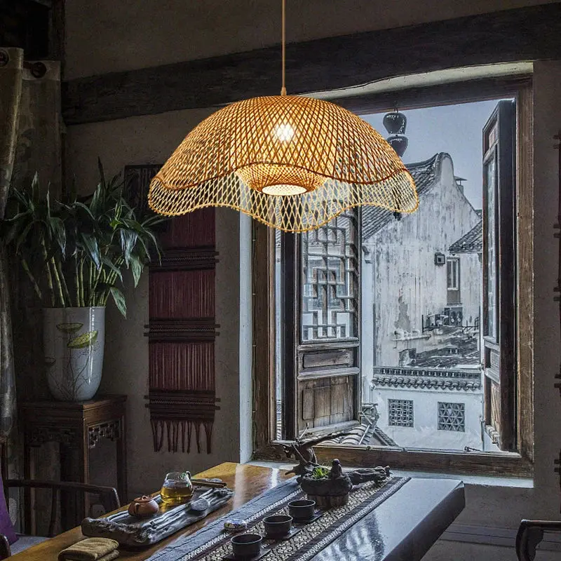 Rattan Handcraft Designer Home Handmade Bamboo Lamp Shade Rattan Pendant Light For Bedroom for Wedding Decorative bamboo Lamp