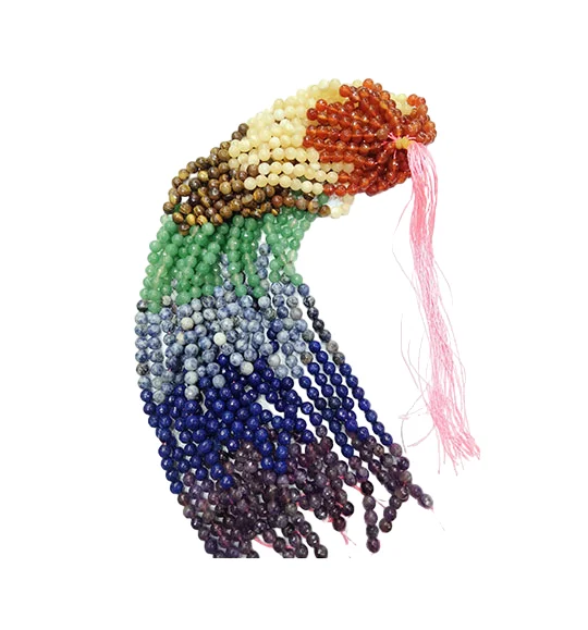 Gemstone Seven Chakra Beads Line For  Jap Mala & Bracelets Wholesale Gemstone Mala Buy Online From Amayra Crystals Exports