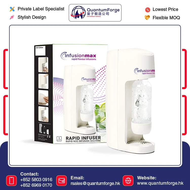 OEM Supply Private Label Customized Logo InfusionMax Rapid Flavour Infuser Sparkling Water Machine for Sodas and Cocktail Drinks