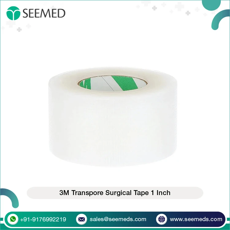 Highly Breathable and Water Resistant Non Sterile Medical Adhesive 3M-Transpore Surgical Tape 1 Inch for Dressing