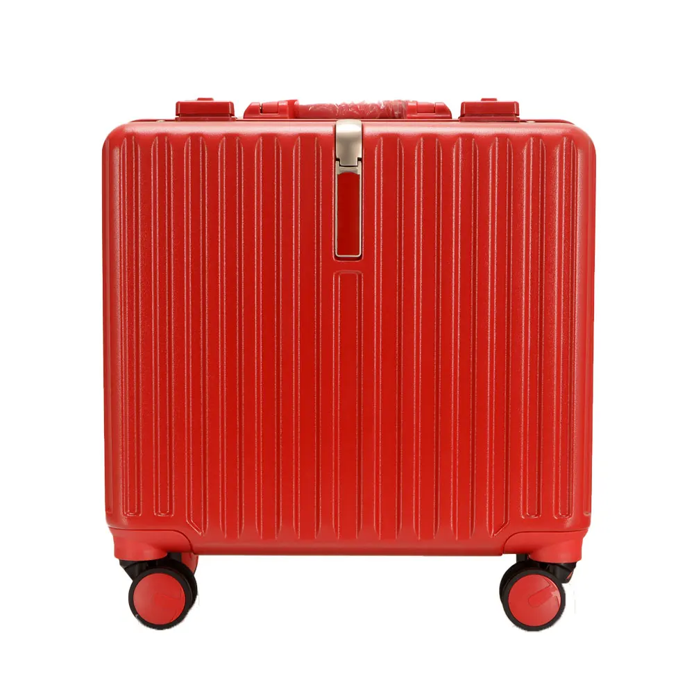 18-Inch High Quality 100% PC New Type Fashionable Aluminum Carry-On Luggage Suitcase with Portable TSA Spinner Valise for Travel