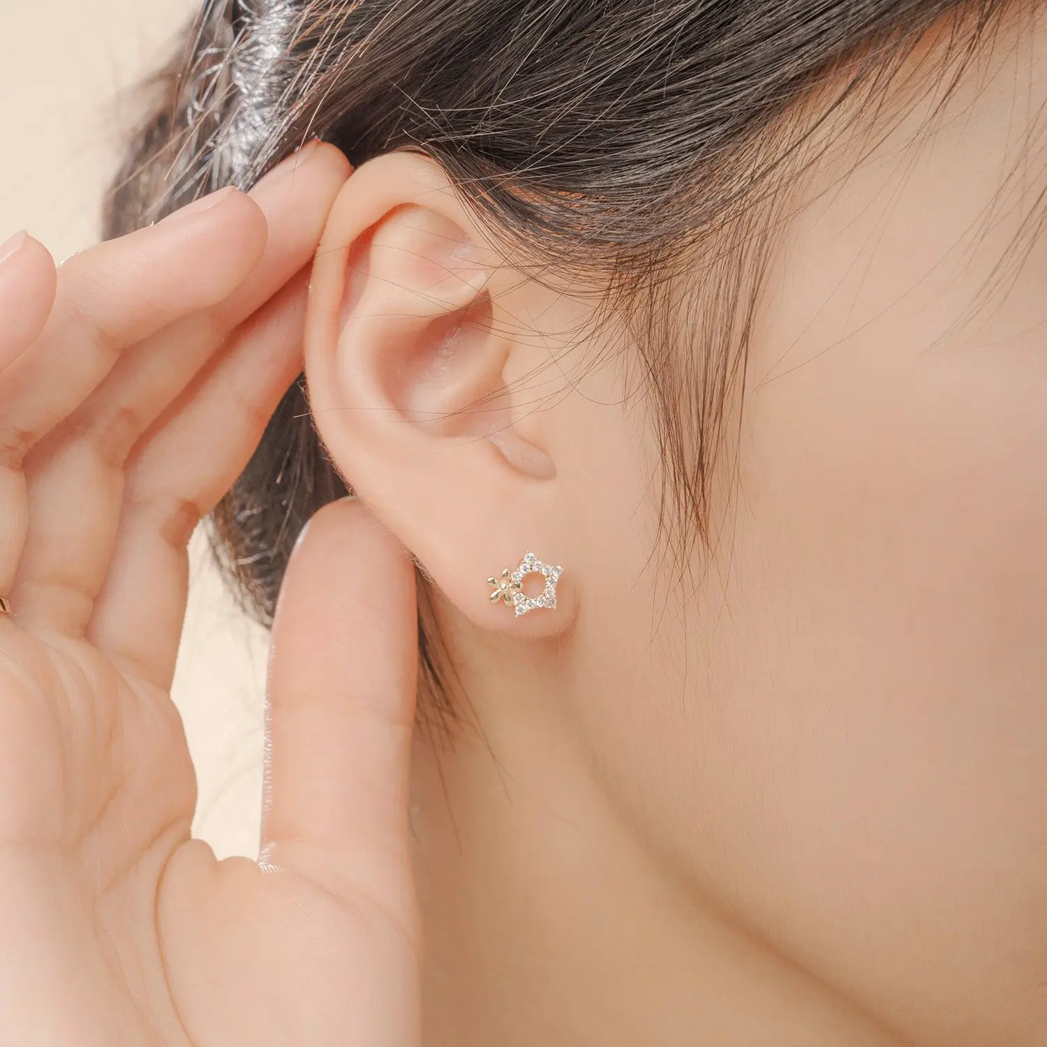 9K,10K,14K,18K solid gold stud earrings small earrings for kids - HTJ brand Vietnam jewelry manufacturer BTPTB332