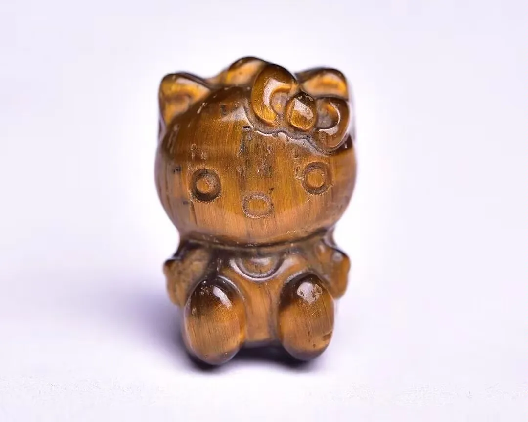 Милый Hello Kitty кулон из высококачественного желтого камня тигровый глаз натуральный для продажи