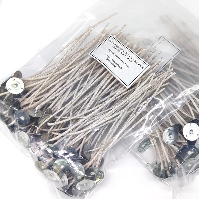LW40Z Factory hot sale custom length 40 strands cotton and paper candle wicks with metal base  for candle making