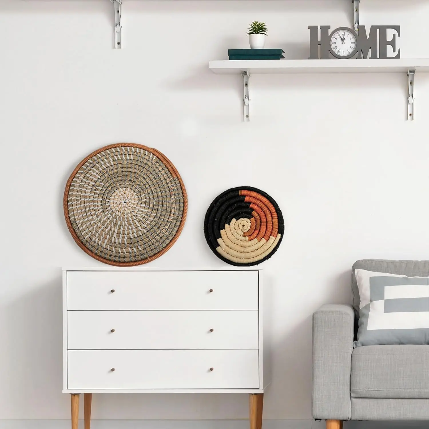 NEW ITEM 11 Pcs Boho Wall Basket Decor Natural Materials OEM ODM | Handwoven Baskets For Livingroom Kitchen