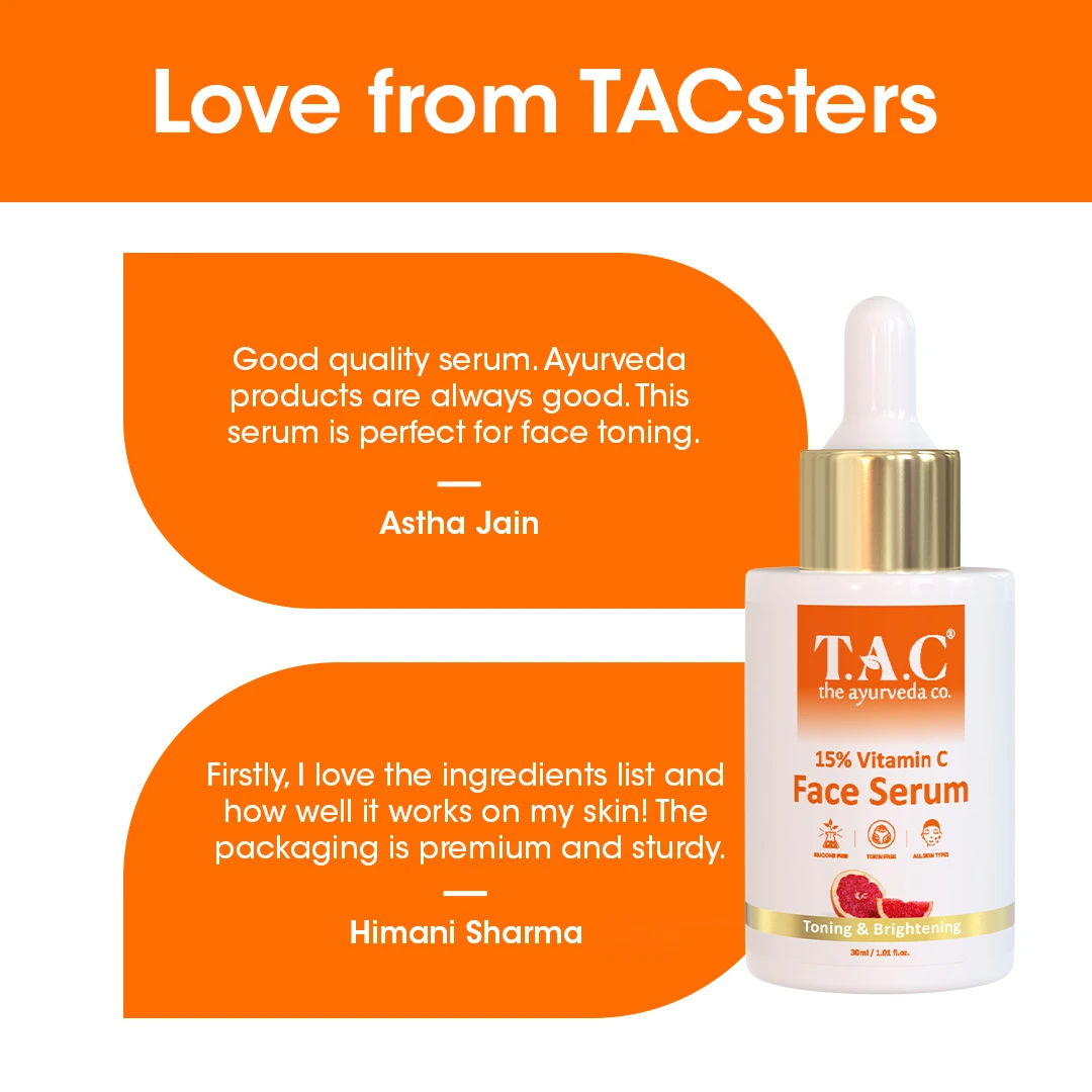Buy The Ayurveda Co. 15% Vitamin C Face Serum for Toning Brightening & Glowing Skin Anti Aging & Anti Wrinkles 30ml