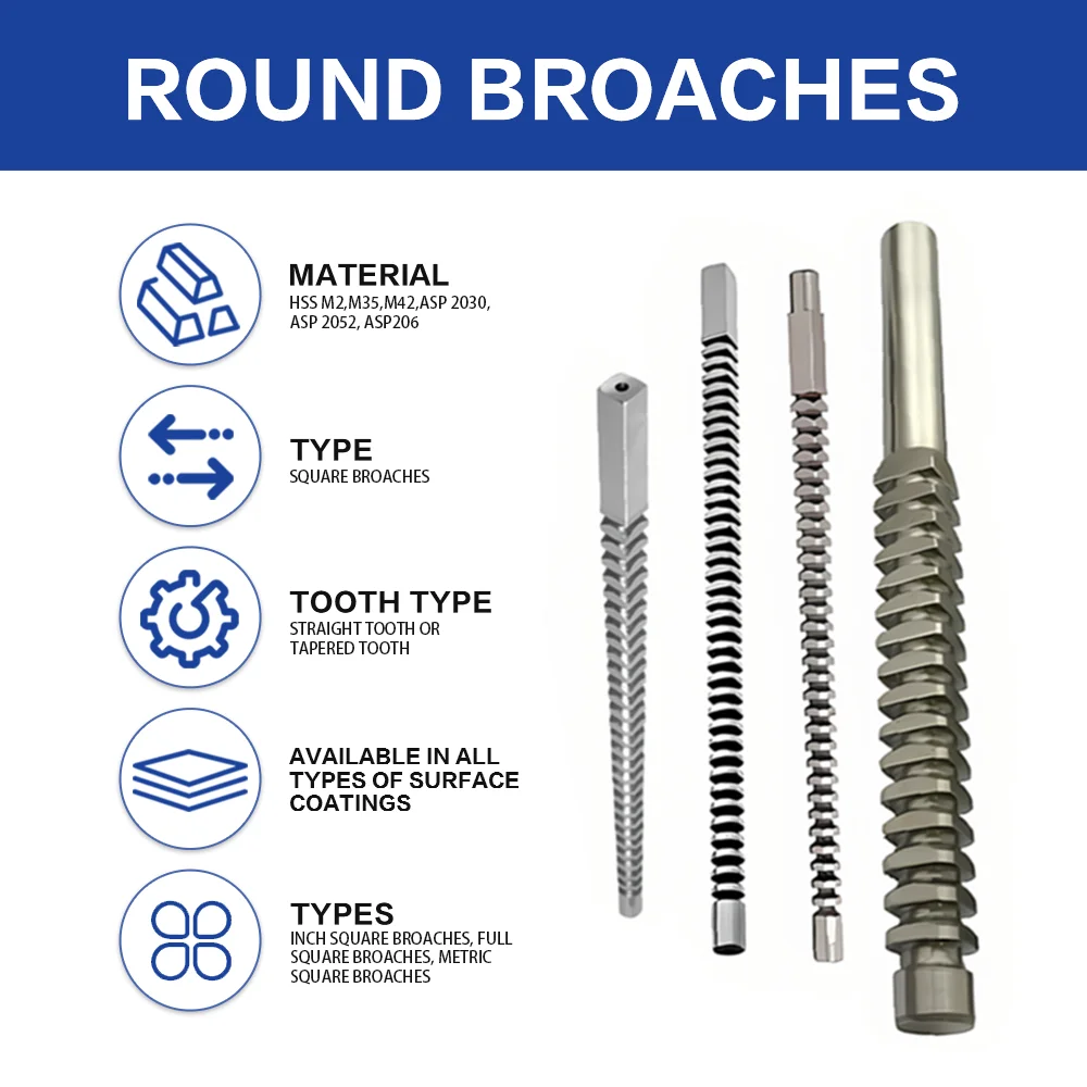 HSS Broaches Set Square Hole Broaching tools Involute Spline Broaching cutting tools for CNC Router Metalworking