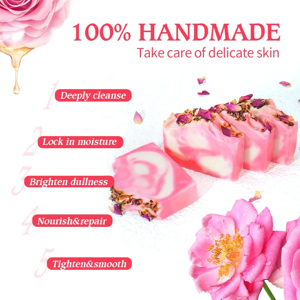Private label Skin Brightening Moisturizing Natural Organic Handmade Cold Press Mini Yoni Rose Petal Soap