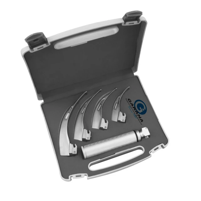 Laryngoscope Set Macintosh 4 Blades  & 1 Handle in Plastic Box