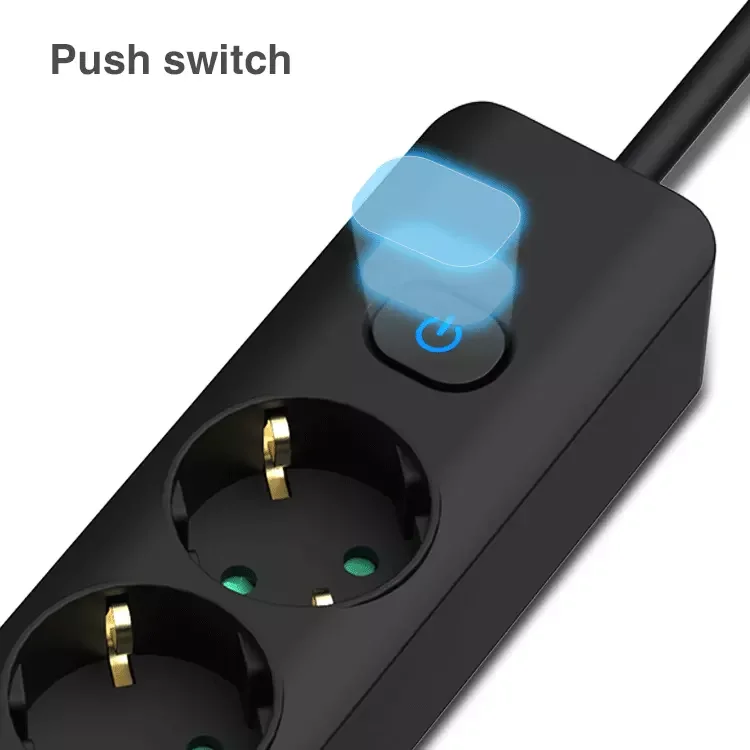 Latest Product Black Multiply Devices 3 Way Power Strip Schuko Socket for Home Office 1.4m Cable With USB and Charging Cable
