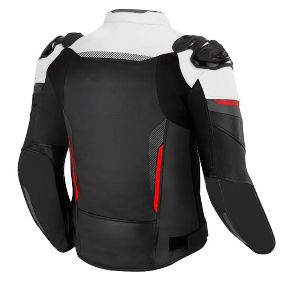 Professional bike riding motorcycle leather jacket with 3MM reflectors and adjustable fitting